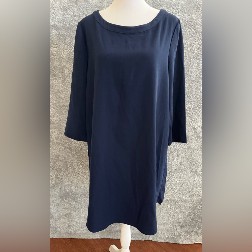 BB Dakota Womens 3/4 Sleeve Scoop Neck Dress Navy Blue